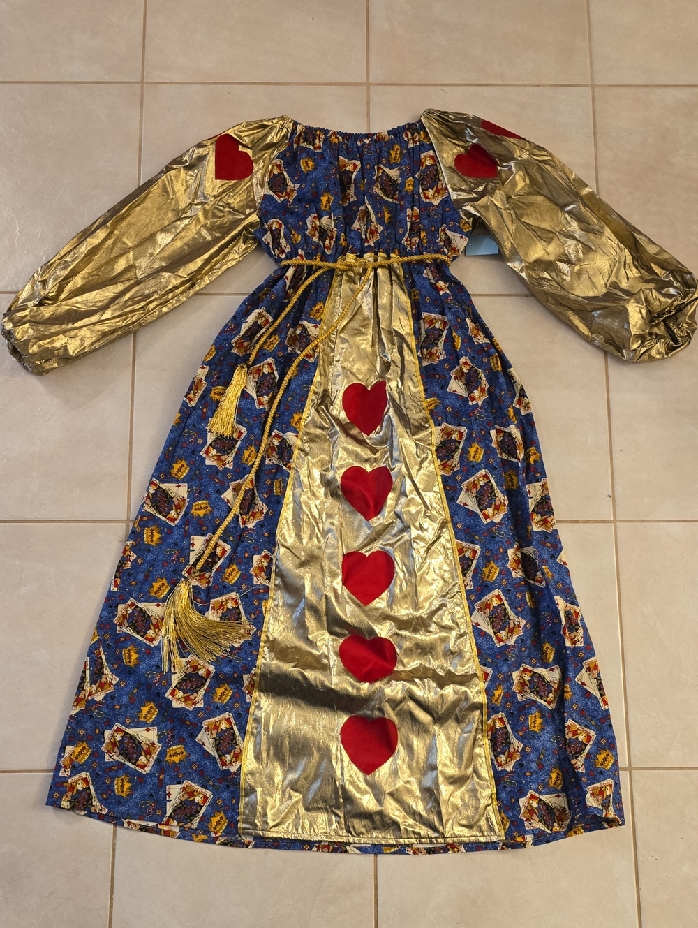 Gold and Blue Hearts Kids Costume Dress - Unbranded